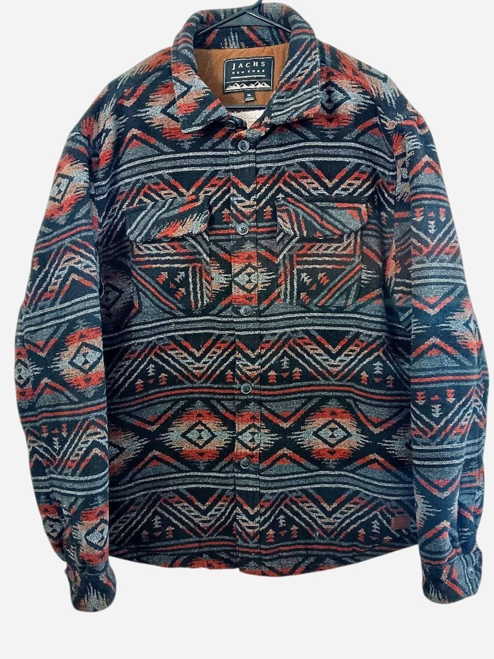 Jachs New York Aztec-Print Button-Up Jacket - Black, Gray & Rust